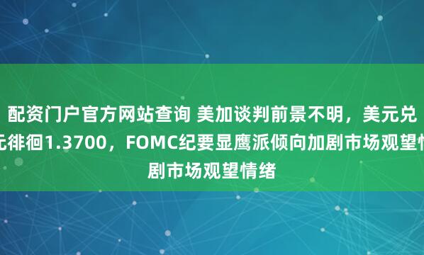 配资门户官方网站查询 美加谈判前景不明，美元兑加元徘徊1.3700，FOMC纪要显鹰派倾向加剧市场观望情绪