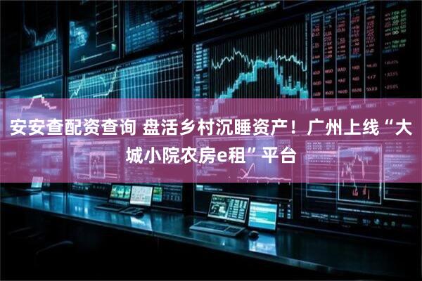 安安查配资查询 盘活乡村沉睡资产！广州上线“大城小院农房e租”平台